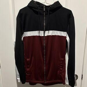 Champs Sports Goods Black and Burgundy Zip-Up Hooded Sweater